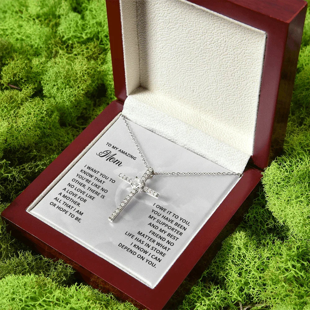 Gift for Mom CZ Cross Necklace