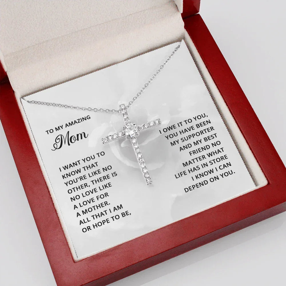 Gift for Mom CZ Cross Necklace