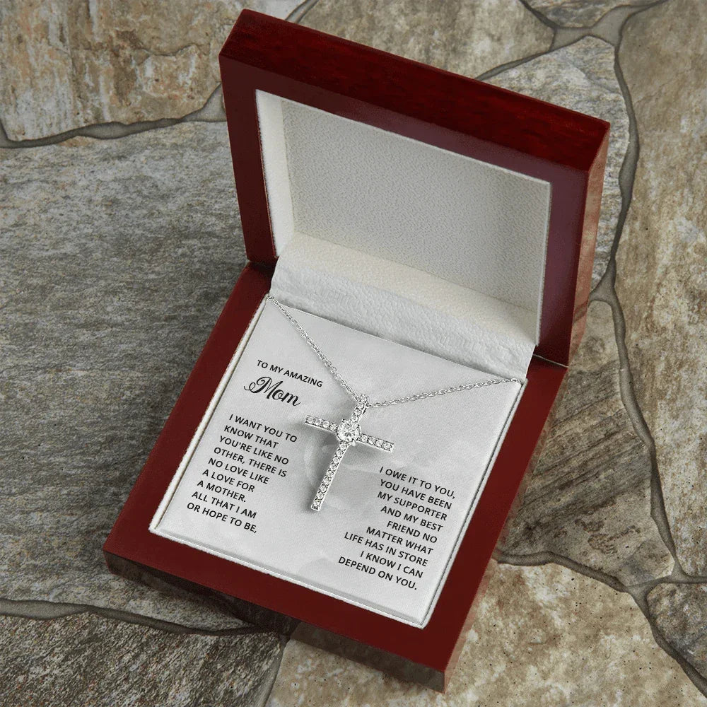 Gift for Mom CZ Cross Necklace