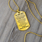 Gift for Adult Son Military Dog Tag Style Necklace Love Mom & Dad