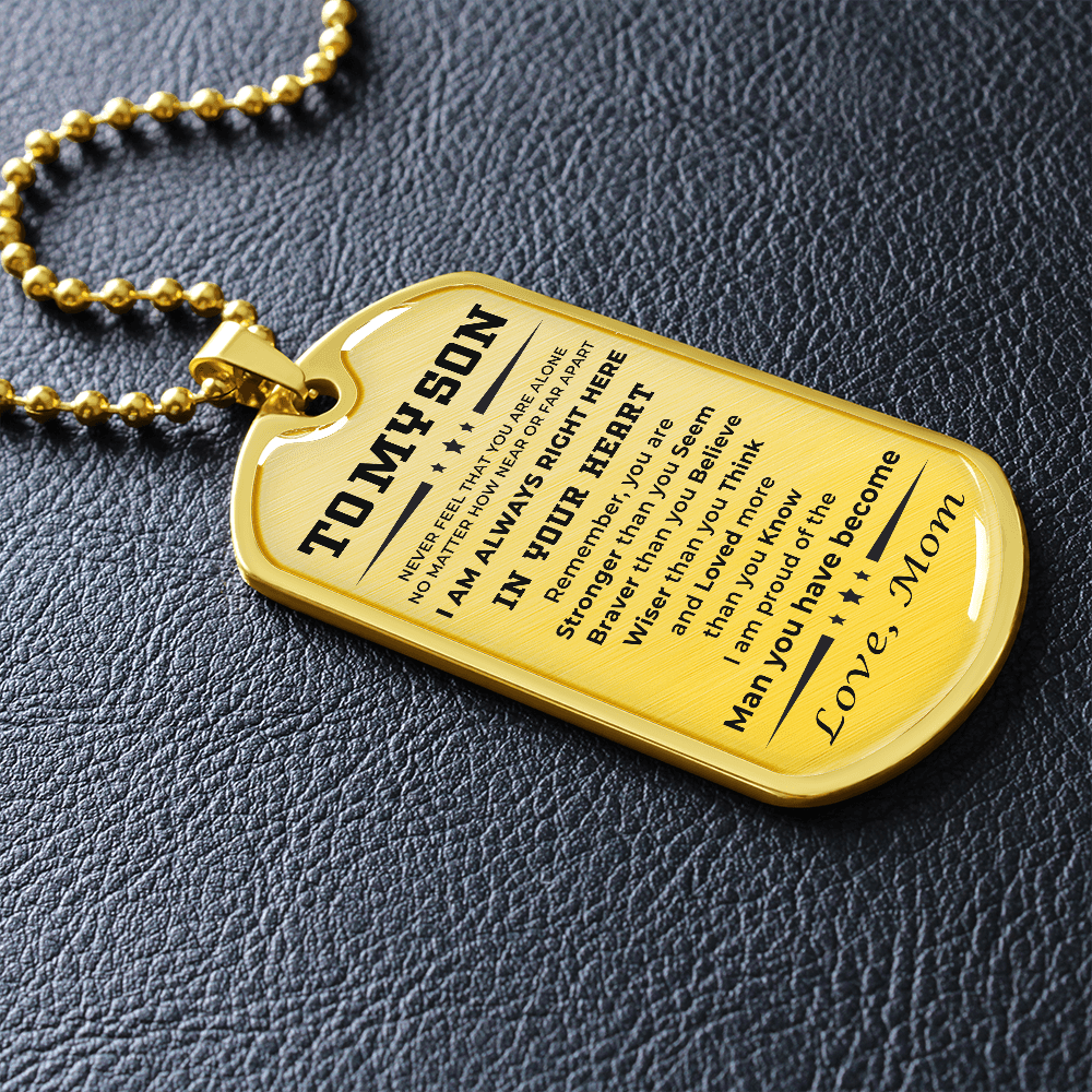 Gift for Adult Son Military Dog Tag Style Necklace Love Mom - Mallard Moon Gift Shop