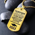 To My Son Congratulations 2023 Graduate Engraved Dog Tag Necklace