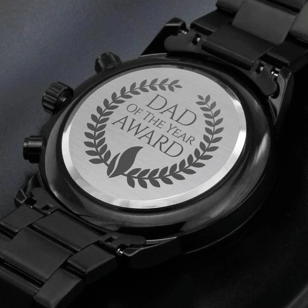Dad of the Year Award Engraved Back Chronograph Wristwatch