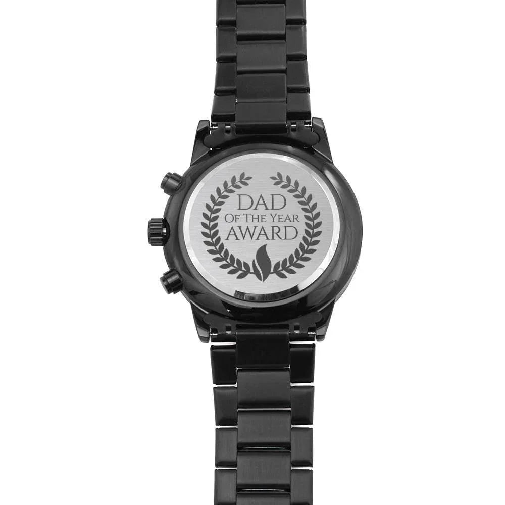 Dad of the Year Award Engraved Back Chronograph Wristwatch