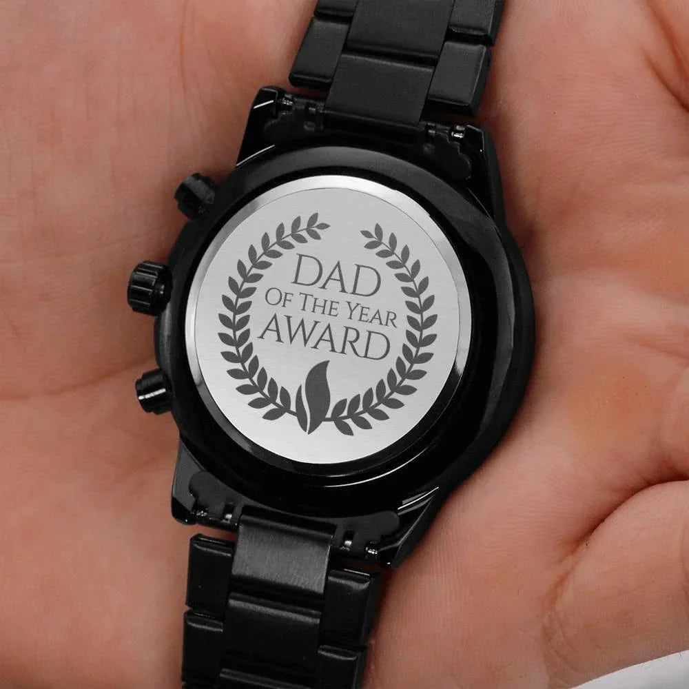 Dad of the Year Award Engraved Back Chronograph Wristwatch