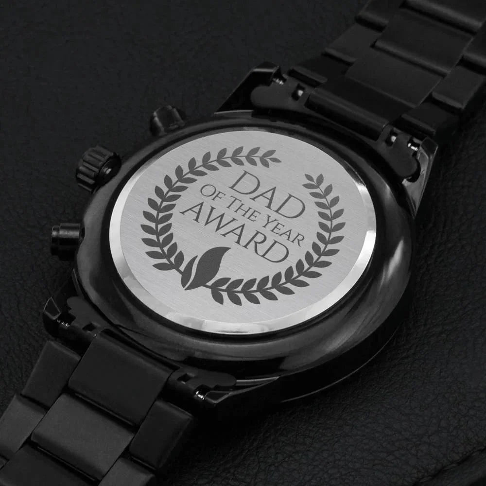 Dad of the Year Award Engraved Back Chronograph Wristwatch