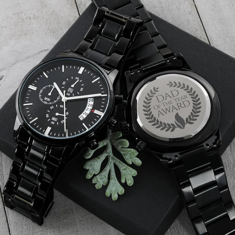 Dad of the Year Award Engraved Back Chronograph Wristwatch