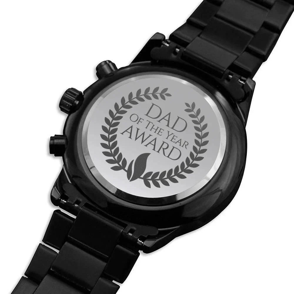 Dad of the Year Award Engraved Back Chronograph Wristwatch