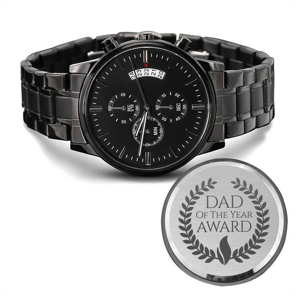 Dad of the Year Award Engraved Back Chronograph Wristwatch