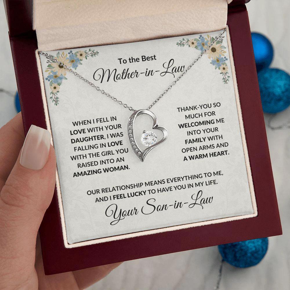 To My Mother-in-law Gift from Son-in-law Forever Love Heart Pendant Necklace