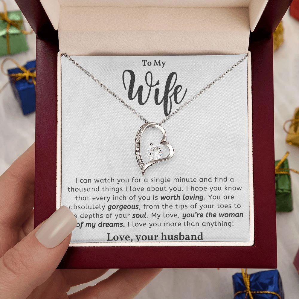 To My Gorgeous Wife Forever Love Heart Pendant Necklace