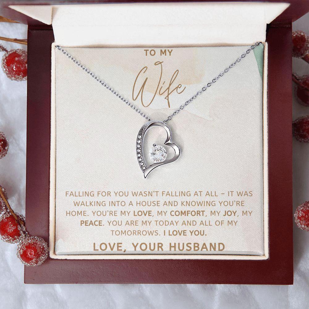 To My Wife - My Love, My Comfort, My Joy - Forever Love Heart Pendant Necklace