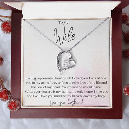 To My Wife - Hold You in my Arms - Forever Love Heart Pendant Necklace - Mallard Moon Gift Shop