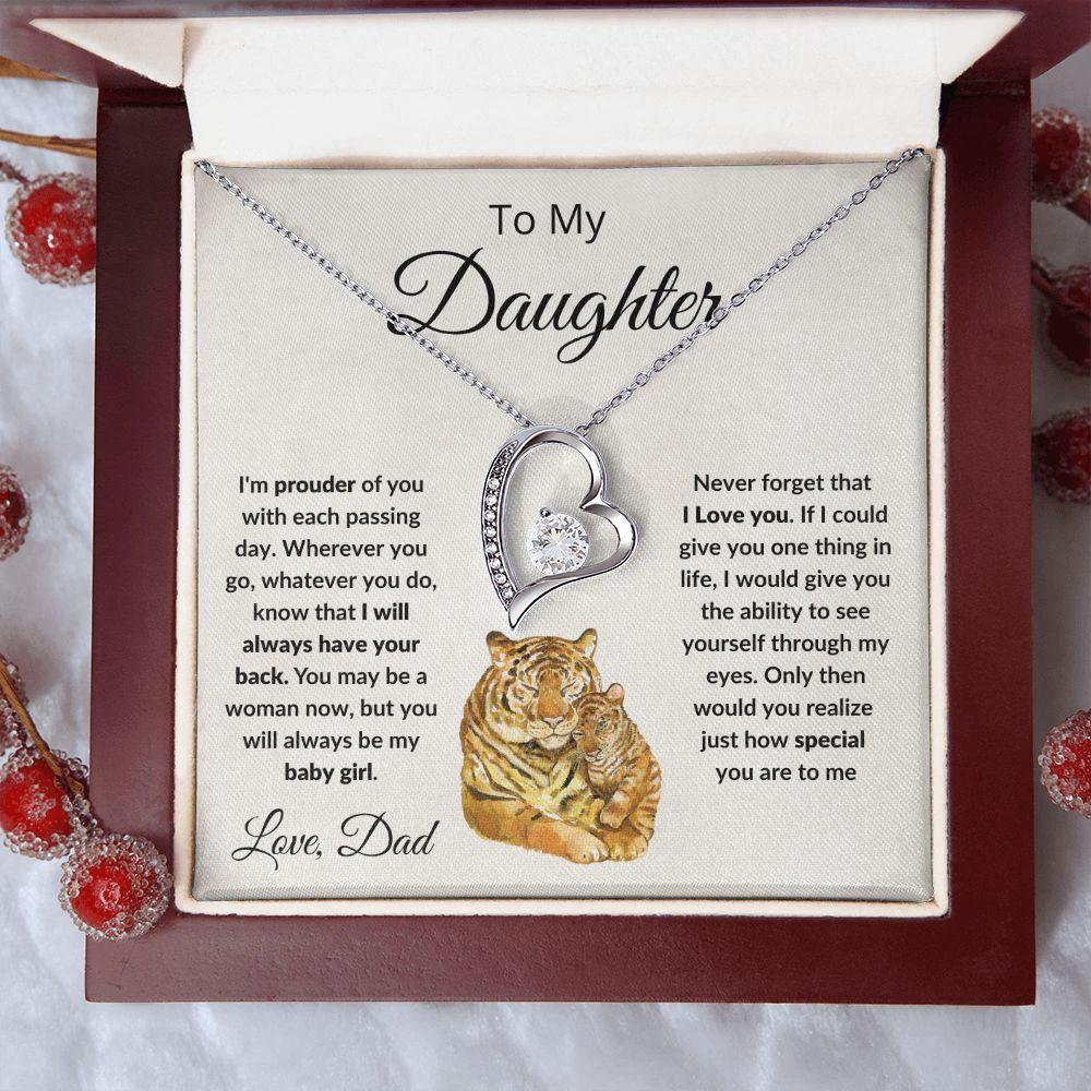 To My Daughter Love Proud Dad Heart Pendant Necklace