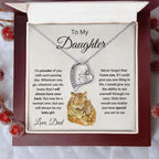 To My Daughter Love Proud Dad Heart Pendant Necklace
