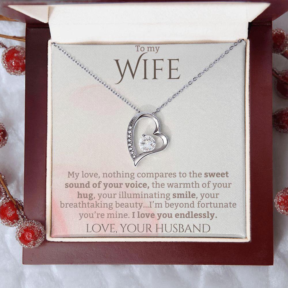 To My Wife - I Love You Endlessly - Forever Love Heart Pendant Necklace