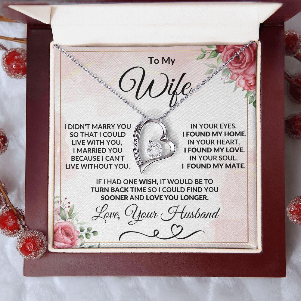 To My Wife - Love You Longer - Forever Love Heart Pendant Necklace