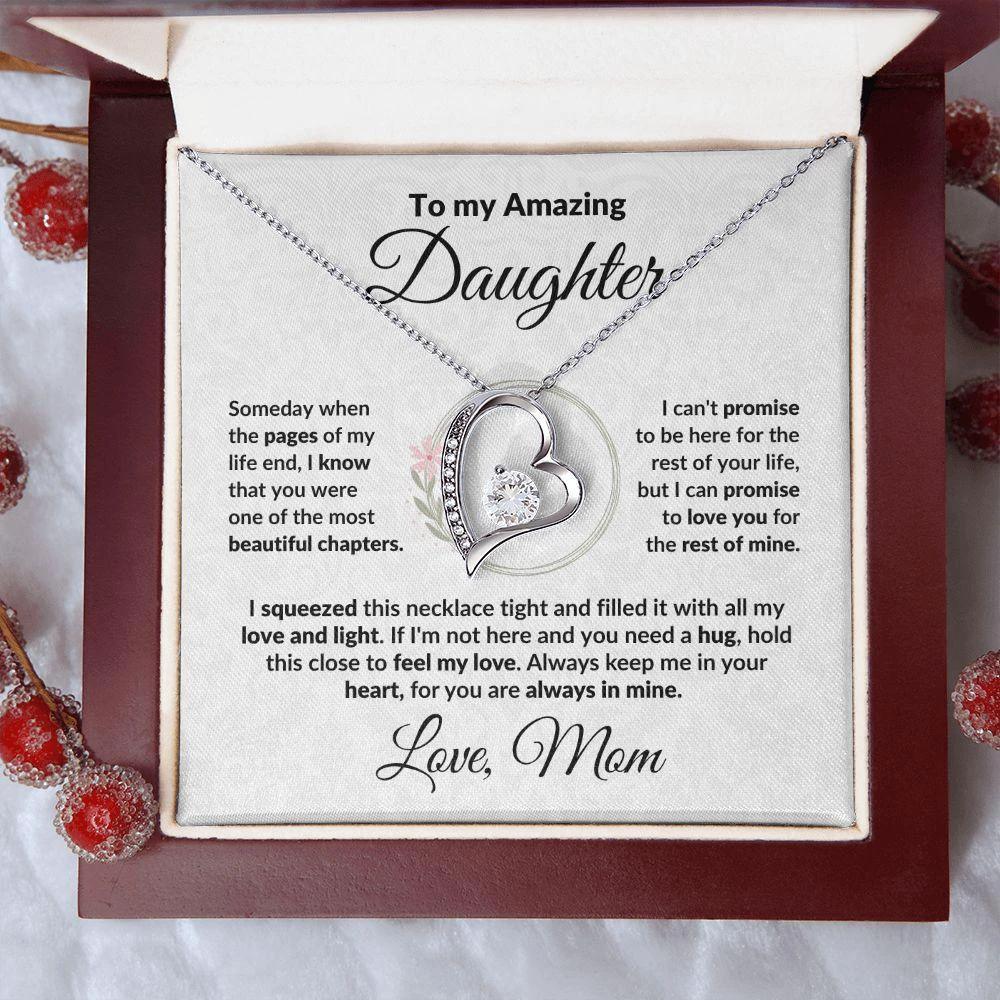 To My Amazing Daughter - I Promise - Forever Love Heart Necklace with Message Card and Gift Box