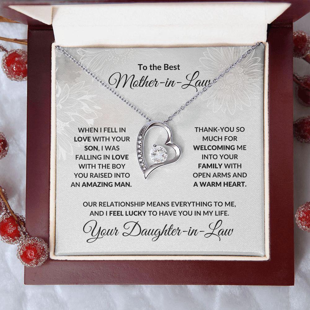 To the Best Mother-in-law from Daughter-in-law Forever Love Heart Pendant Necklace