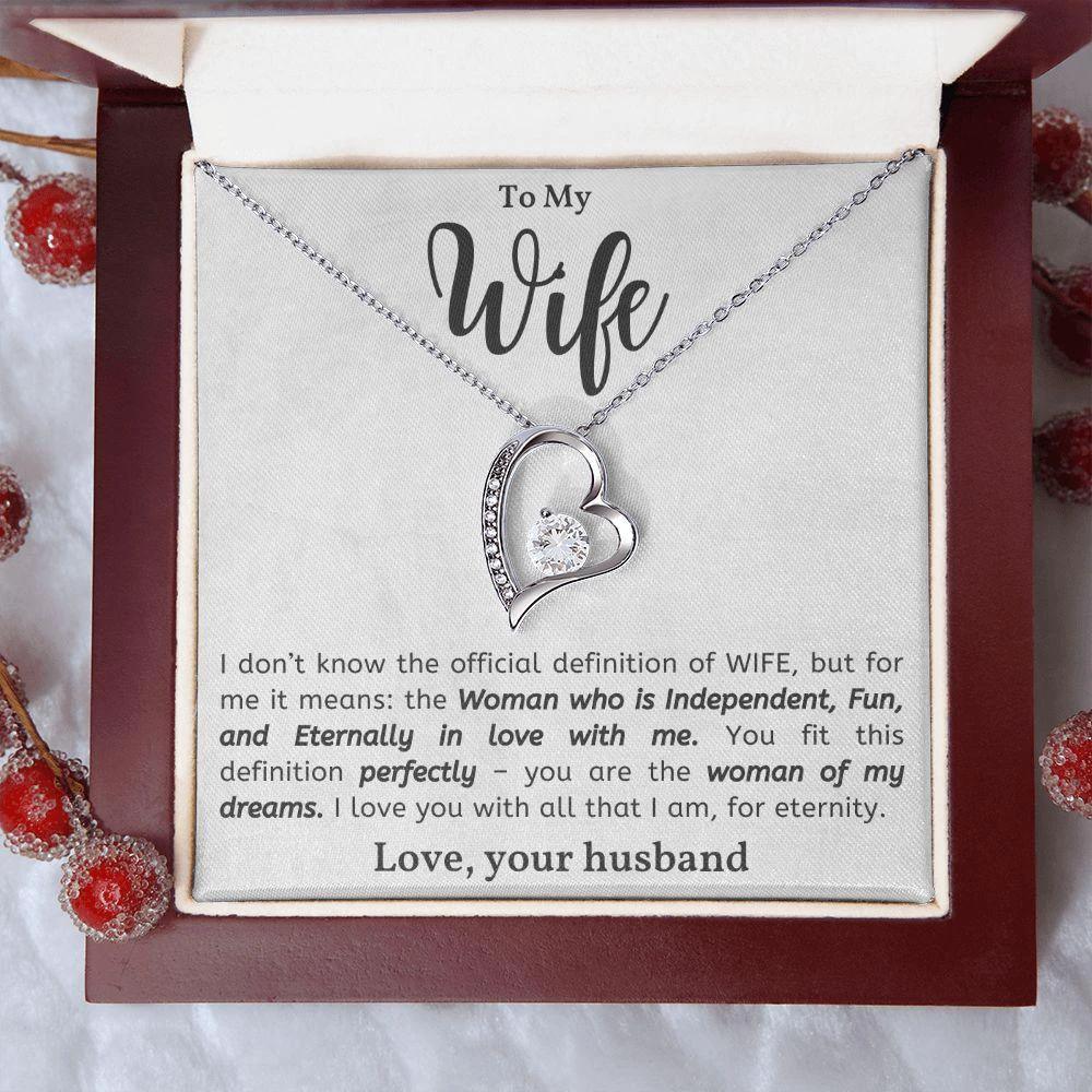 To My Wife - Woman of My Dreams - Forever Love Heart Pendant Necklace