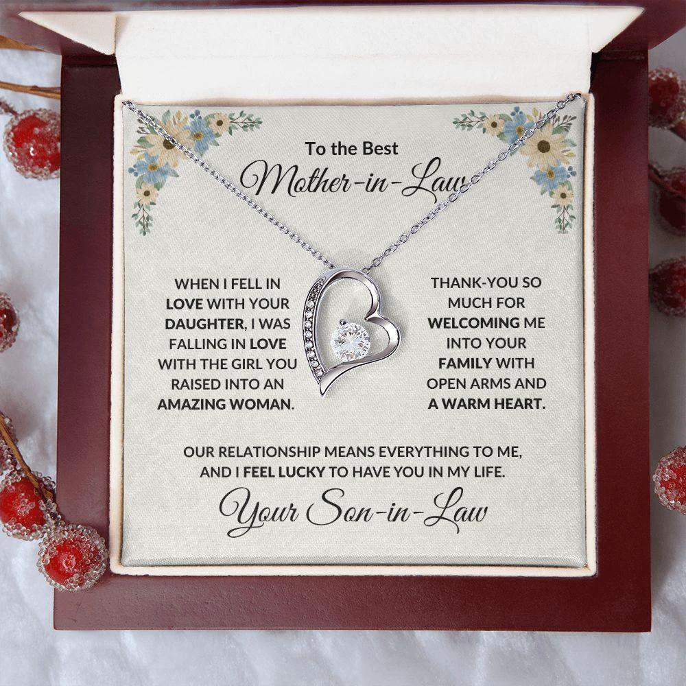 To My Mother-in-law Gift from Son-in-law Forever Love Heart Pendant Necklace