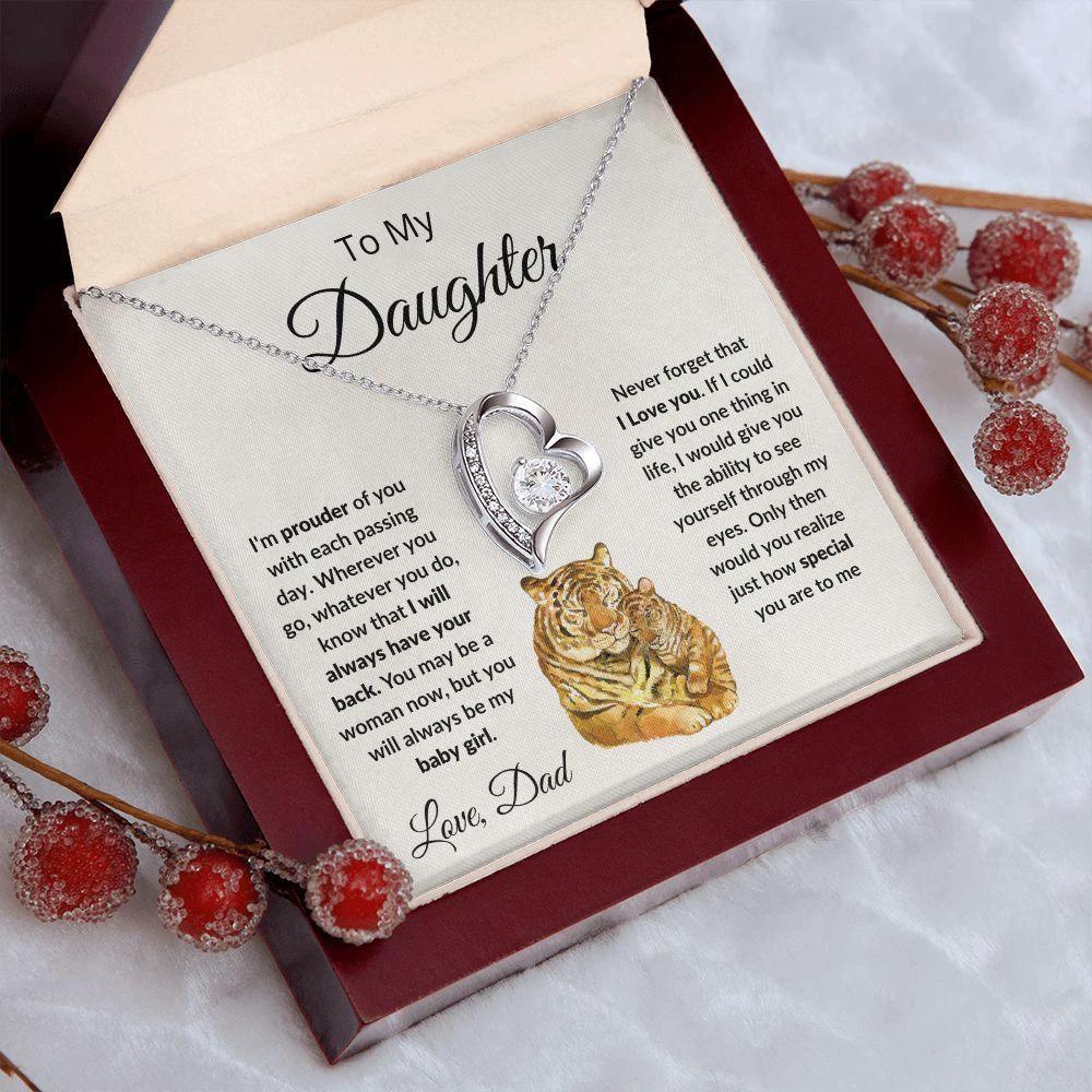 To My Daughter Love Proud Dad Heart Pendant Necklace
