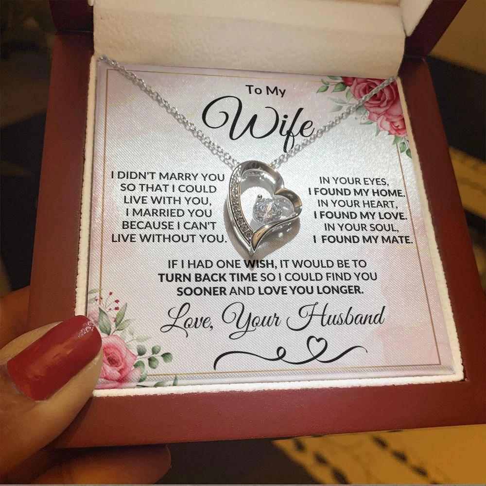 To My Wife - Love You Longer - Forever Love Heart Pendant Necklace