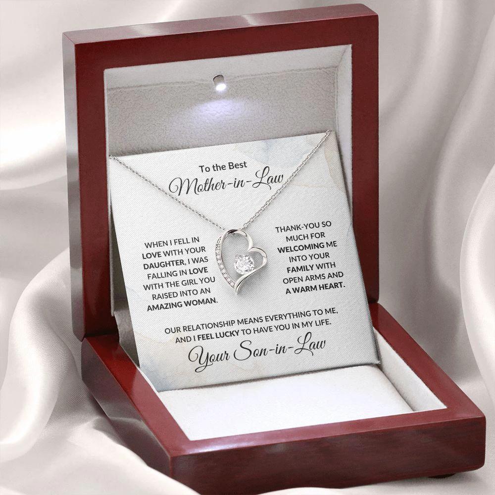 To Best Mother-in-Law from Son-in-Law Personalized Heart Necklace