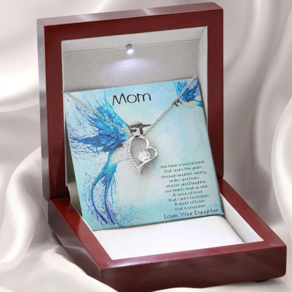 Gift for Mother From Daughter Forever Love Heart Pendant Necklace
