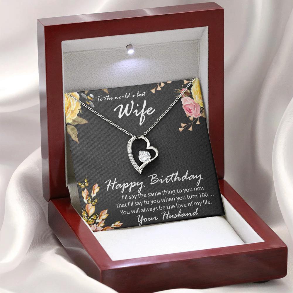 Birthday Gift to World's Best Wife Heart Pendant Necklace