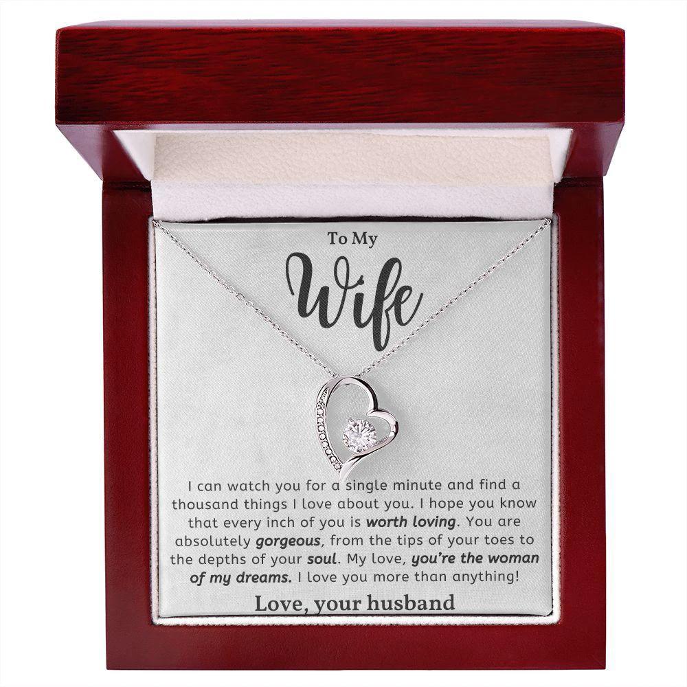 To My Gorgeous Wife Forever Love Heart Pendant Necklace