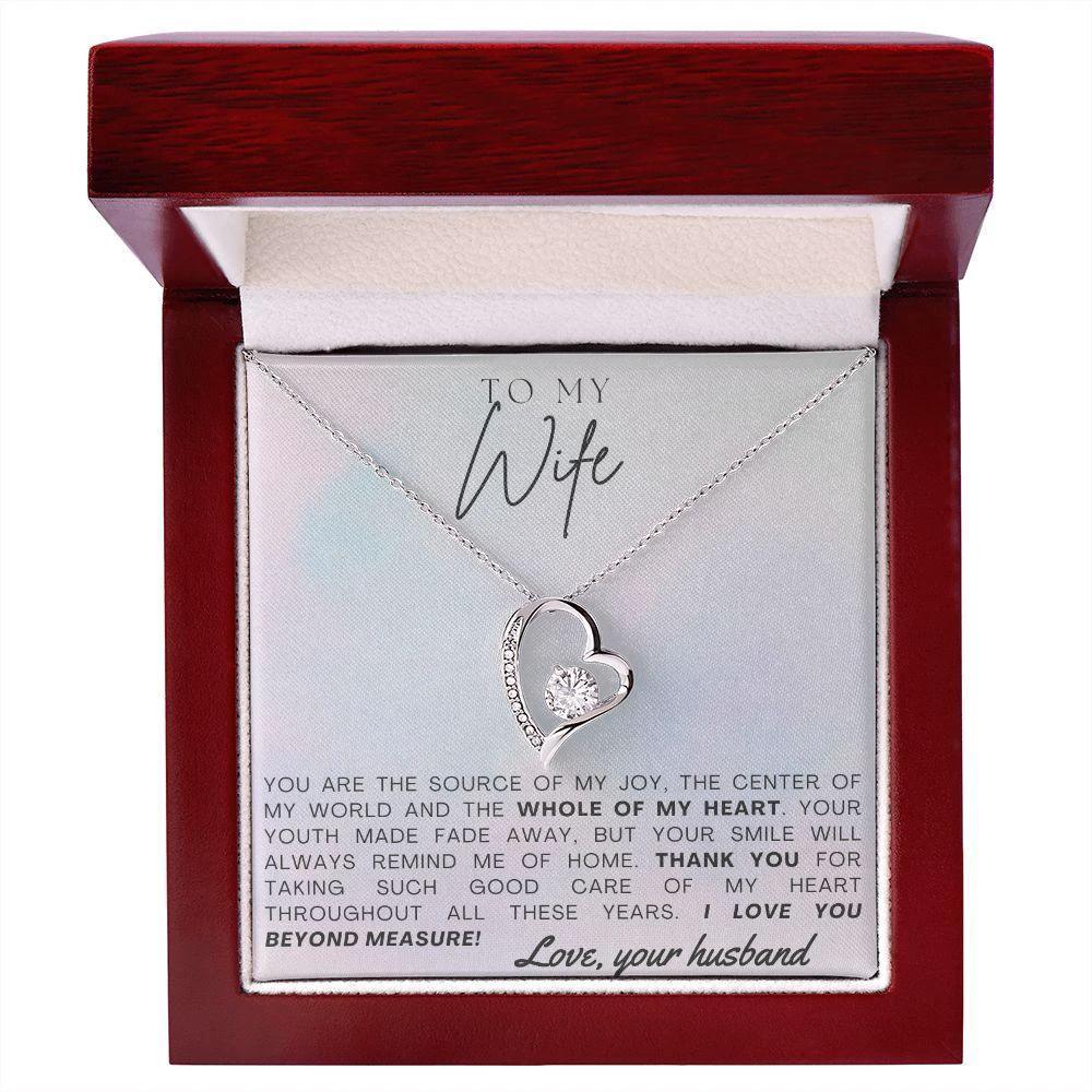To My Wife - Whole of My Heart - Forever Love Heart Pendant Necklace