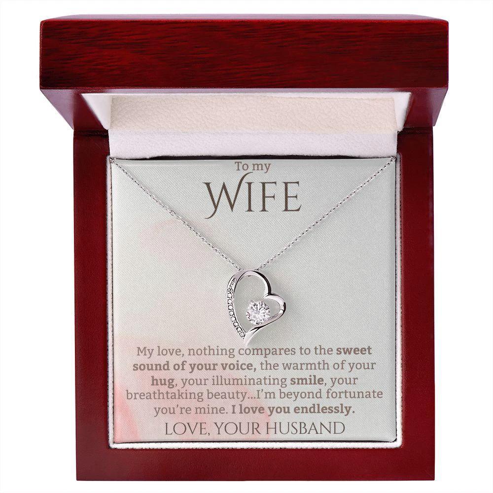 To My Wife - I Love You Endlessly - Forever Love Heart Pendant Necklace