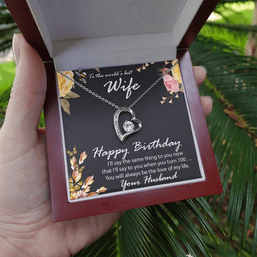 Wife Birthday Gift CZ Heart Pendant Necklace