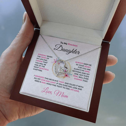 To My Precious Daughter Forever Love Pendant Necklace with Message Card and Gift Box - Mallard Moon Gift Shop