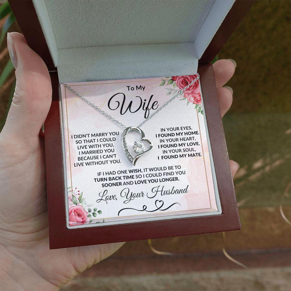 To My Wife - Love You Longer - Forever Love Heart Pendant Necklace