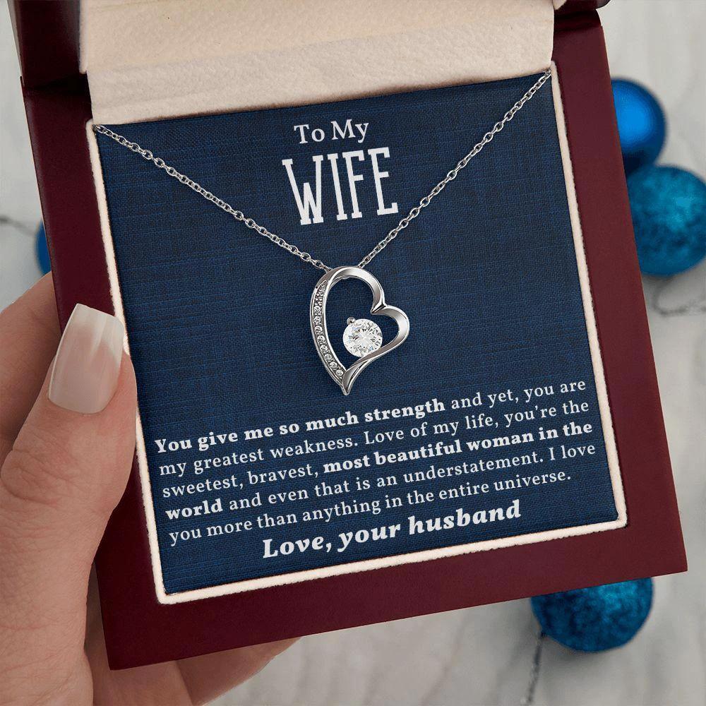 To My Beautiful Wife - Love of My Life - Forever Love Heart Necklace