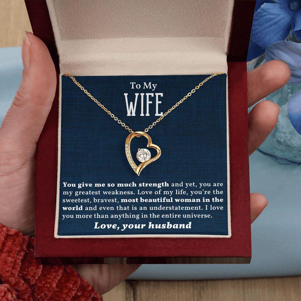 To My Beautiful Wife - Love of My Life - Forever Love Heart Necklace