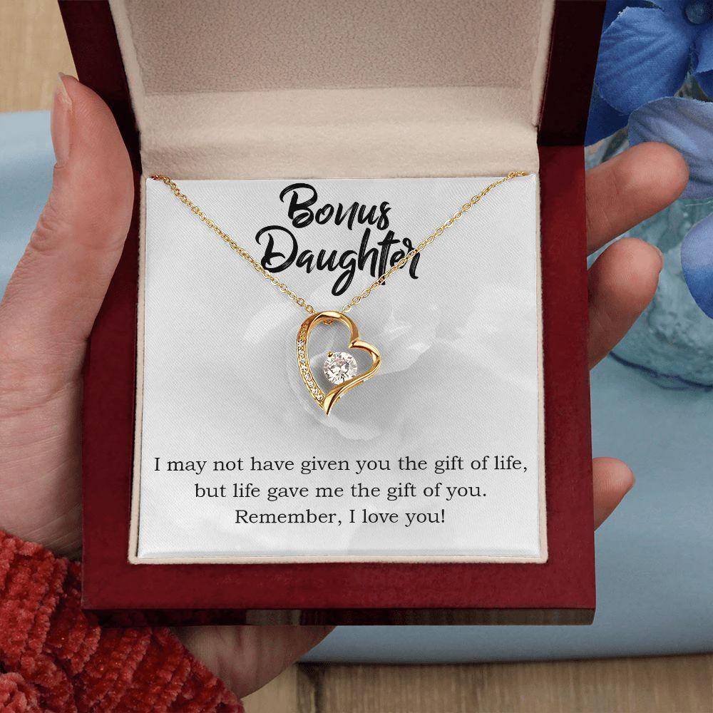 Bonus Daughter Gift of Life Forever Love Heart Pendant Necklace Message Card Gift Box