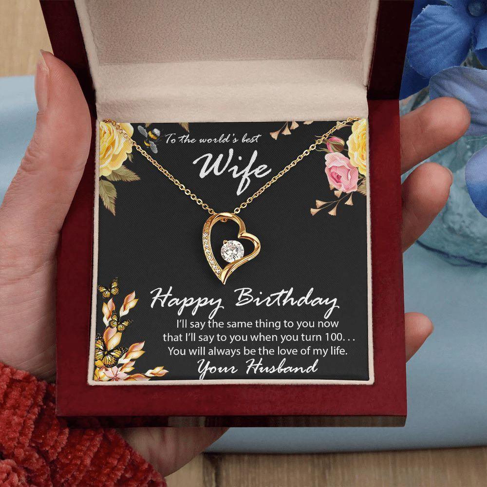 Birthday Gift for Wife CZ Heart Pendant Necklace with Message Card