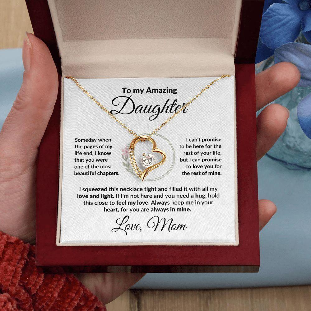 To My Amazing Daughter - I Promise - Forever Love Heart Necklace with Message Card and Gift Box