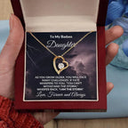 To My Badass Daughter - Storm - Forever Love Heart Pendant Necklace