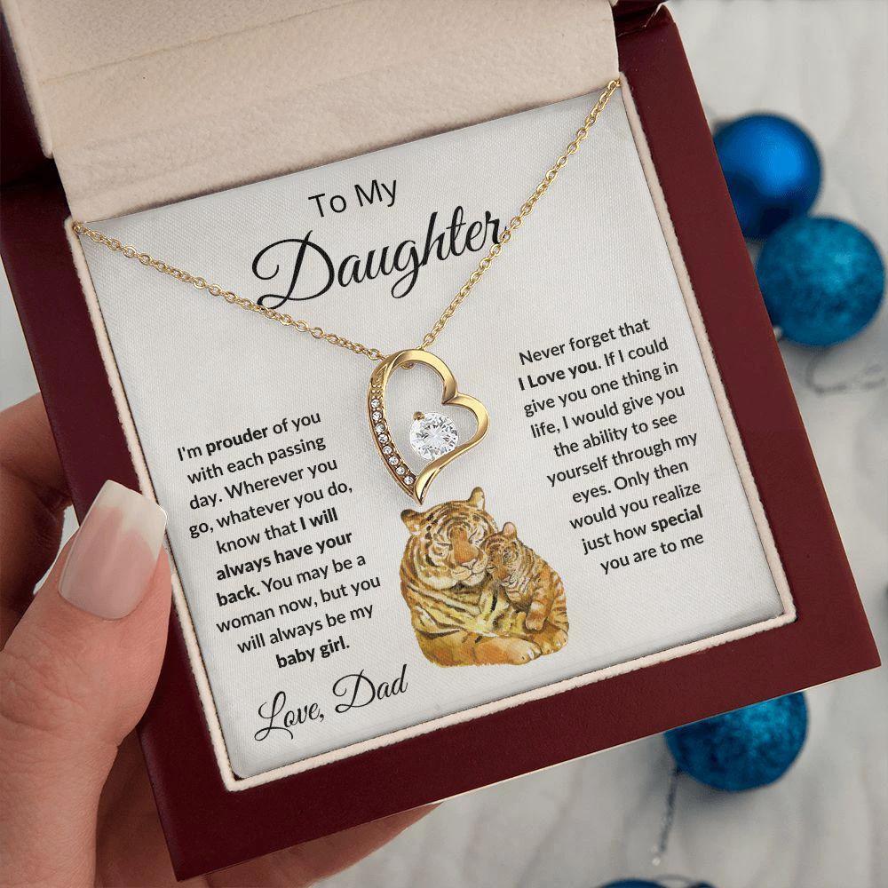 To My Daughter Love Proud Dad Heart Pendant Necklace