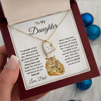 To My Daughter Love Proud Dad Heart Pendant Necklace