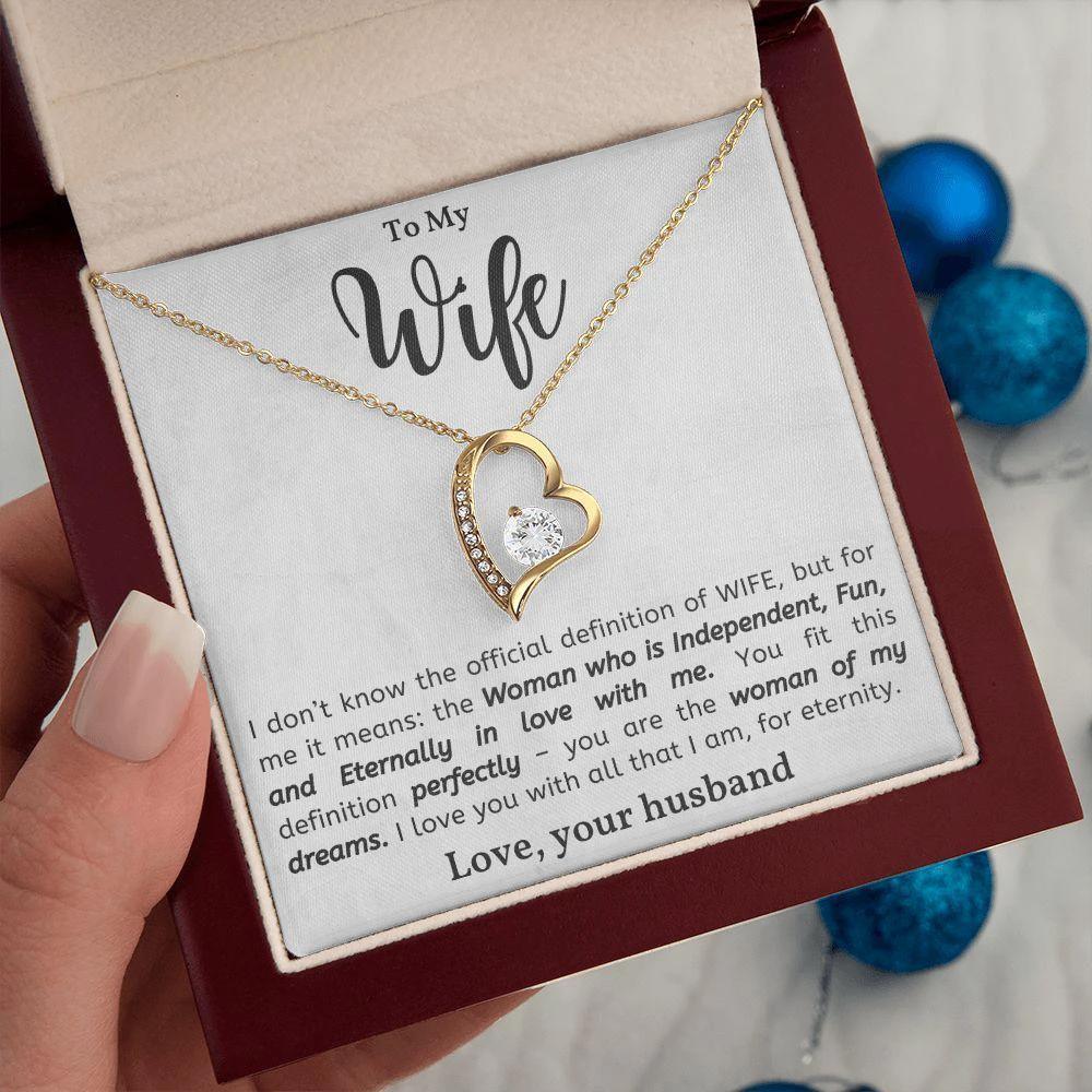 To My Wife - Woman of My Dreams - Forever Love Heart Pendant Necklace