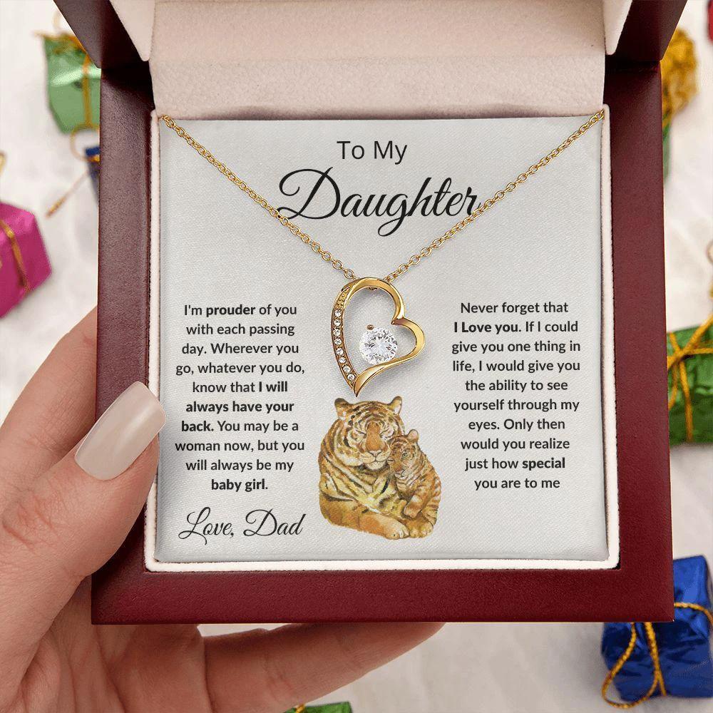 To My Daughter Love Proud Dad Heart Pendant Necklace