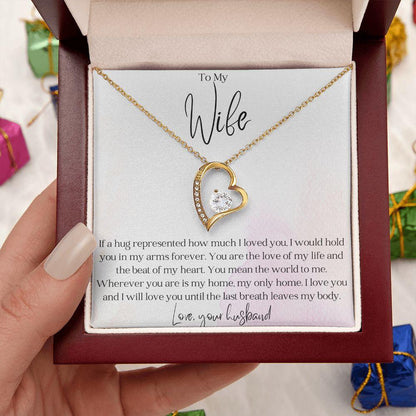 To My Wife - Hold You in my Arms - Forever Love Heart Pendant Necklace - Mallard Moon Gift Shop