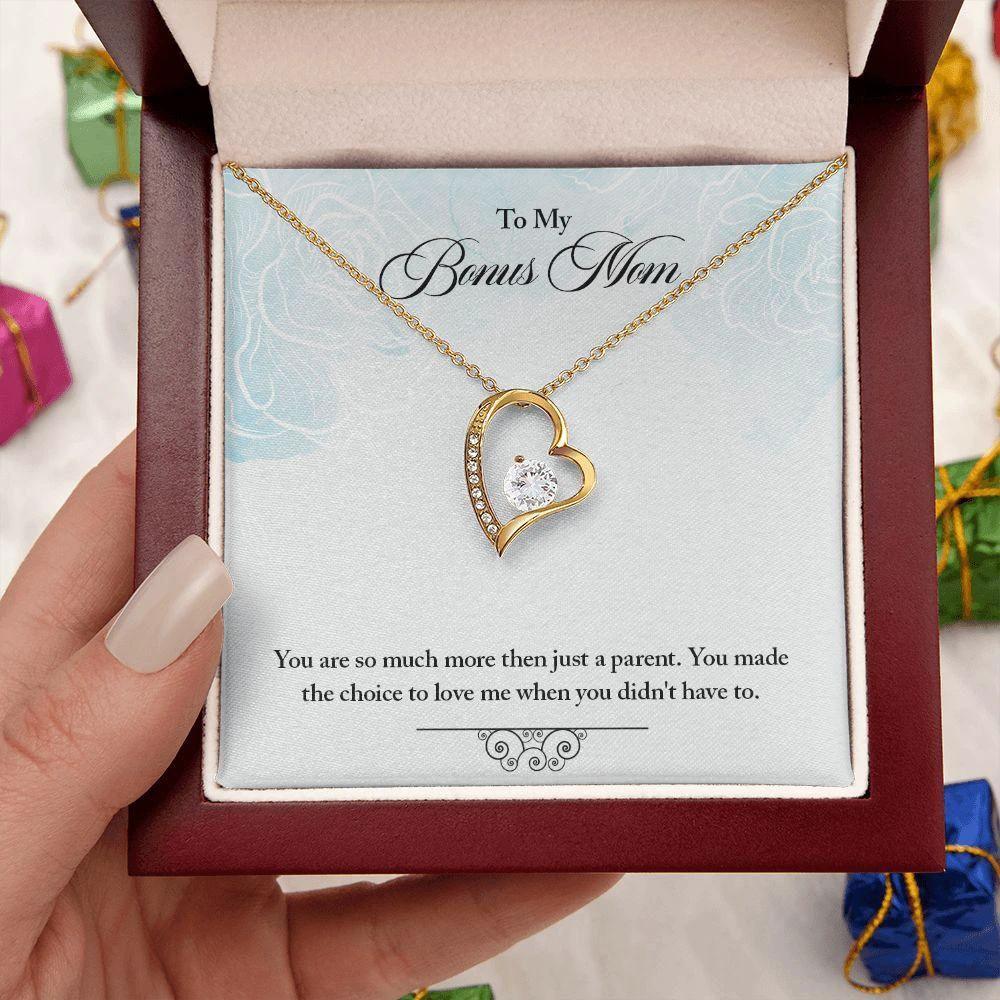 To Bonus Mom - More than a Parent Forever Love Heart Pendant Necklace