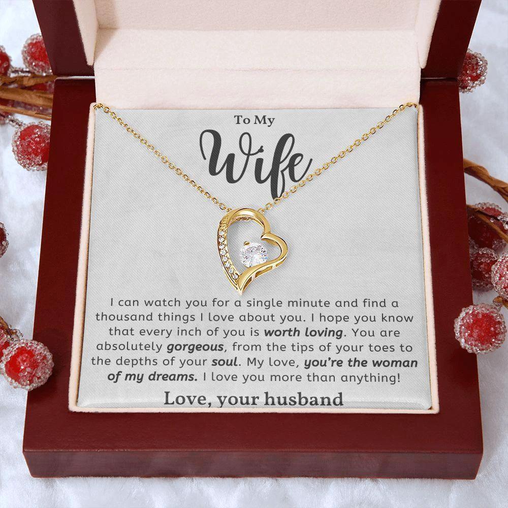 To My Gorgeous Wife Forever Love Heart Pendant Necklace
