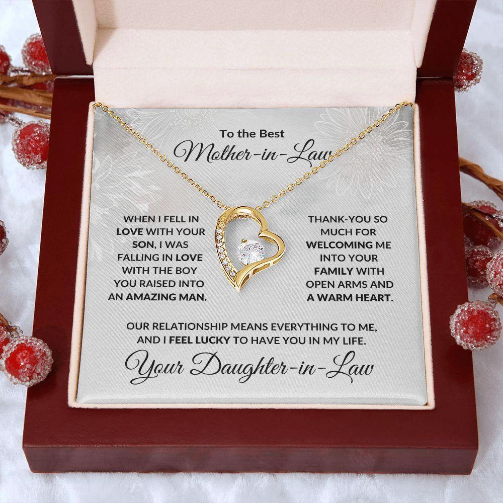 To the Best Mother-in-law from Daughter-in-law Forever Love Heart Pendant Necklace